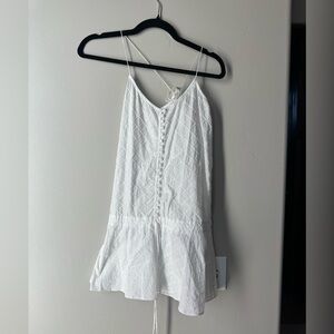 VIX Paula Hermanny White Quilted Mini Dress Tunic Resortwear Luxury M Vacation